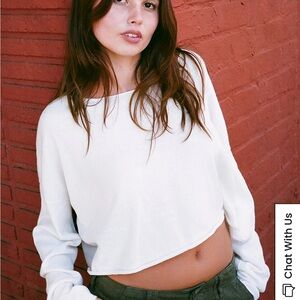 John Galt/ Brandy Melville Cream long Sleeve Oversized off the shoulder top